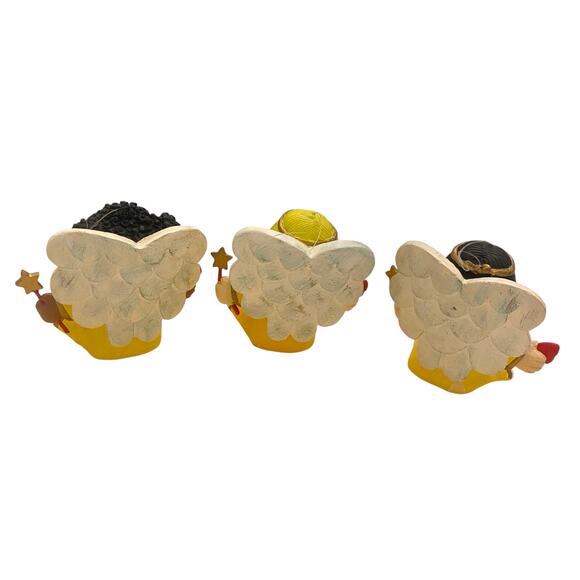 Vintage Hand Painted Little Girl Angels (Set of 3) 4" Tall Christmas Ornaments - Picture 2 of 15